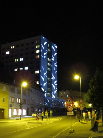 Fassadenprojektion am Jakobsplan